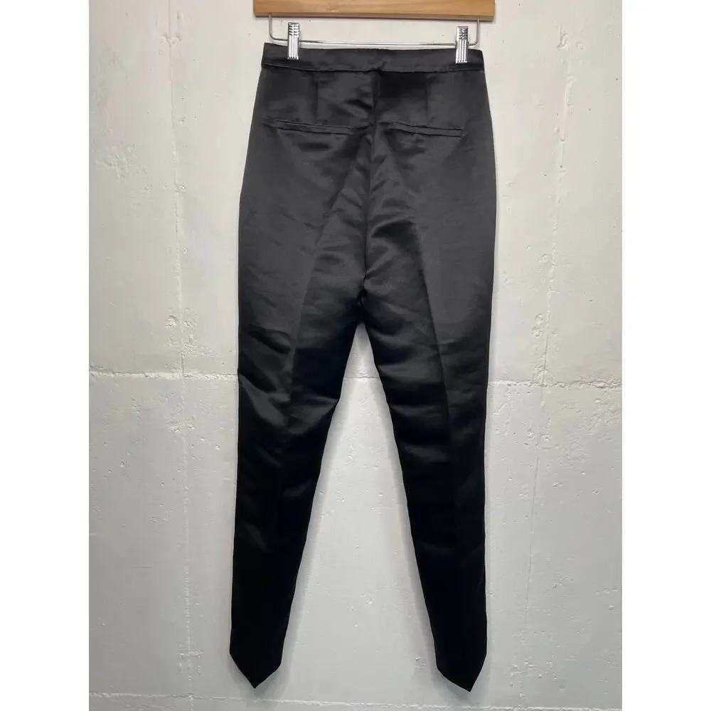 NEW J.Crew Womens Satin Straight Leg Trousers Black Size 00